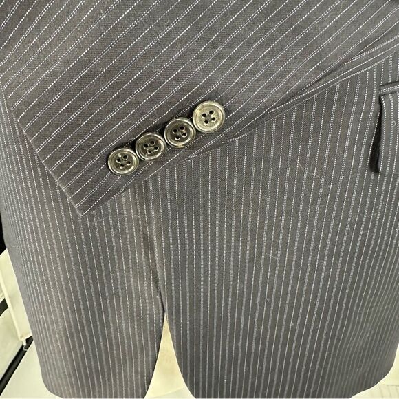 Hickey Freeman 2 Btn Wool and Cashmere Blend Navy Blue Pinstripe Sport Coat 42L - Picture 10 of 11